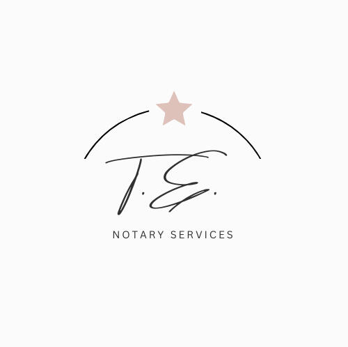 T.E Notary Services logo with a star on top